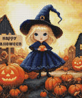 „Happy Halloween“ siuvinėjimo kryželiu komplektas — 22×22 cm - kaSiulai.lt