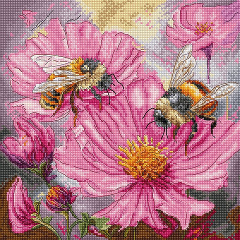 Įkvepiantis siuvinėjimo komplektas kryželiu „Medaus žiedai“, 23×23 cm - kaSiulai.lt