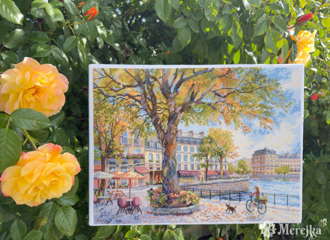 Įkvepiantis siuvinėjimo kryželiu komplektas „Rytmečio šviesa“, 29×39 cm - kaSiulai.lt