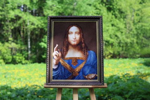 Įspūdingas siuvinėjamas kryželiu paveikslas „Pasaulio Išganytojas“ 39,5×53 cm - kaSiulai.lt