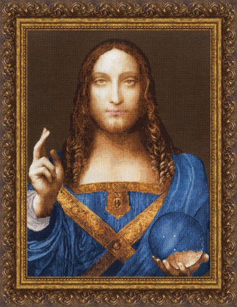 Įspūdingas siuvinėjamas kryželiu paveikslas „Pasaulio Išganytojas“ 39,5×53 cm - kaSiulai.lt