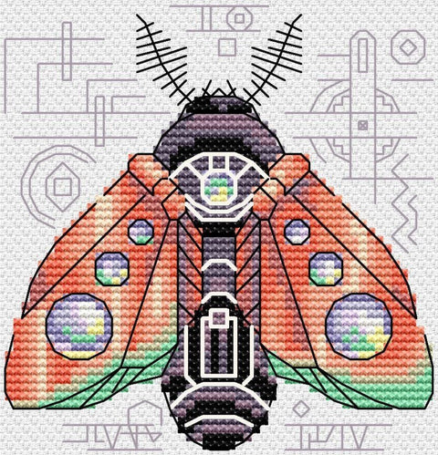 Išskirtinis siuvinėjimo komplektas kryželiu — steampunk sfinkso drugys - kaSiulai.lt