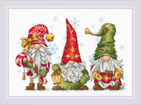 Siuvinėjimo rinkinys RIOLIS "Jolly Gnomes" Nr. 2234 — 30×21 cm, 20 spalvų