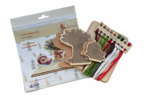 Kalėdinė žvakidė KF060/3 — siuvinėjimo rinkinys Kalėdų dekoracijai - kaSiulai.lt