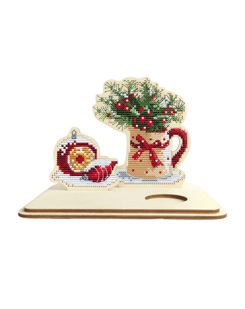 Kalėdinė žvakidė KF060/3 — siuvinėjimo rinkinys Kalėdų dekoracijai - kaSiulai.lt