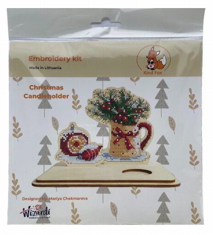 Kalėdinė žvakidė KF060/3 — siuvinėjimo rinkinys Kalėdų dekoracijai - kaSiulai.lt