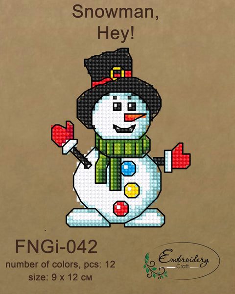 Kalėdinis komplektas siuvinėjimui kryželiu su sniego seniu - kaSiulai.lt