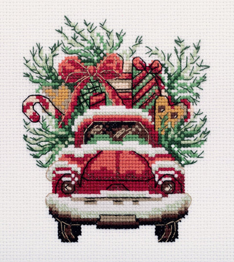 Kalėdinis kryželiu siuvinėjimo komplektas „Dovanos“ — ideali dovana - kaSiulai.lt