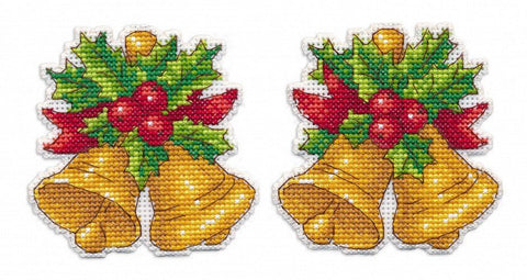 Kalėdinis siuvinėjimo komplektas „Varpeliai“ ant plastikinės kanvos 8,4×8,4 cm - kaSiulai.lt