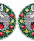 Kalėdinis vainikėlio siuvinėjimo komplektas – plastikinė kanva 14 ct - kaSiulai.lt