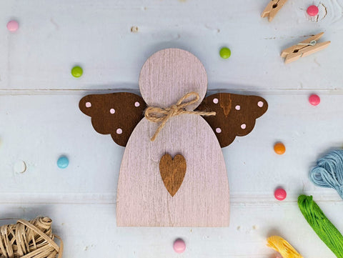 Karoliukų medinė dėžutė „Rožinis angelas“ KF027/100P - kaSiulai.lt