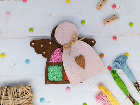 Karoliukų medinė dėžutė „Rožinis angelas“ KF027/100P - kaSiulai.lt