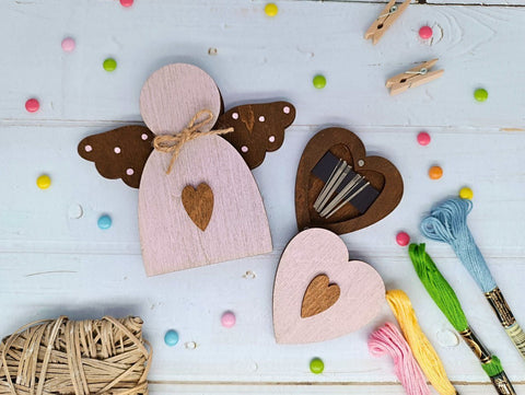 Karoliukų medinė dėžutė „Rožinis angelas“ KF027/100P - kaSiulai.lt