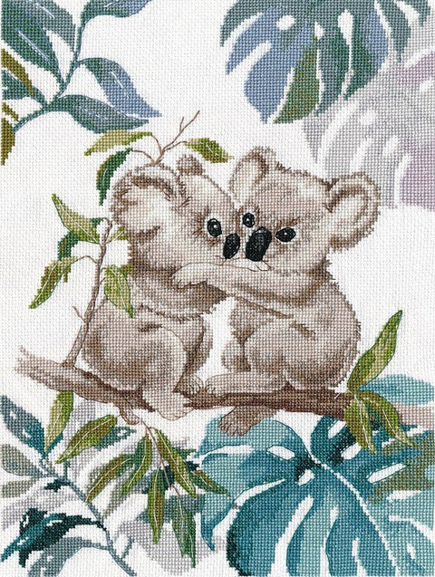 „Koalos“ kryželių siuvinėjimo komplektas — DMC, Zweigart 16, 22×30 cm - kaSiulai.lt