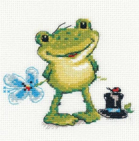 Kokybiškas siuvinėjimo komplektas kryželiu — Aida 14 ct, 12 spalvų, 12×11 cm - kaSiulai.lt
