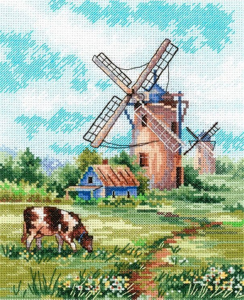 Komplektas kryželiu siuvinėjimui „Gimtoji žemė“, 20×16 cm, pradedantiesiems - kaSiulai.lt