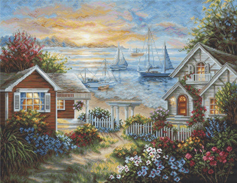 Komplektas kryželiu siuvinėjimui „Ramus pajūris“ 44×34 cm - kaSiulai.lt