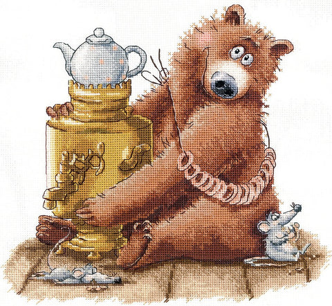 Komplektas siuvinėjimui kryželiu „Arbatėlė“ 20 × 18,5 cm — puiki dovana - kaSiulai.lt