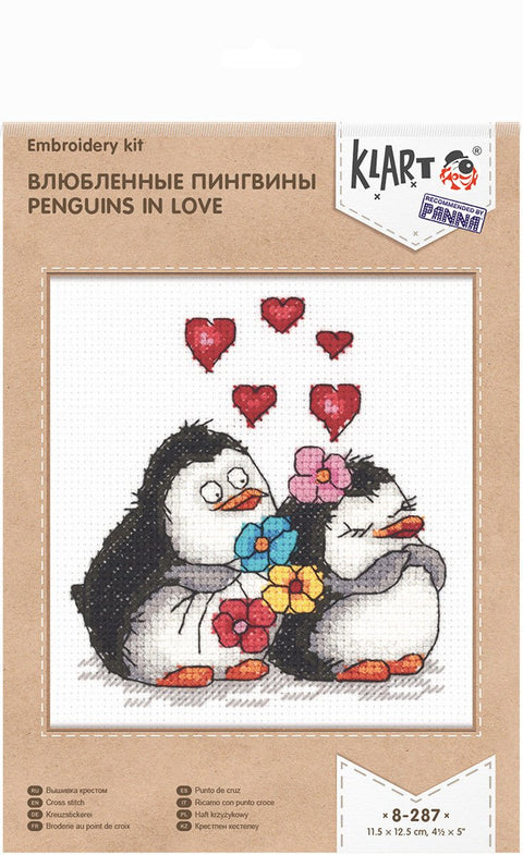 Komplektas siuvinėjimui kryželiu – įsimylėję pingvinai, puiki dovana - kaSiulai.lt