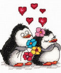 Komplektas siuvinėjimui kryželiu – įsimylėję pingvinai, puiki dovana - kaSiulai.lt