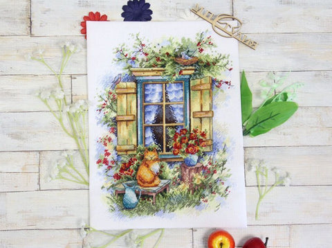 Komplektas siuvinėjimui kryželiu „Kaimo idilė“, 26×19 cm — puiki dovana - kaSiulai.lt