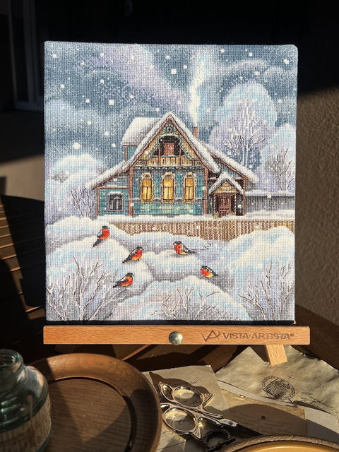 Komplektas siuvinėjimui kryželiu „Kur šilta“, 23×25,5 cm — puiki dovana - kaSiulai.lt