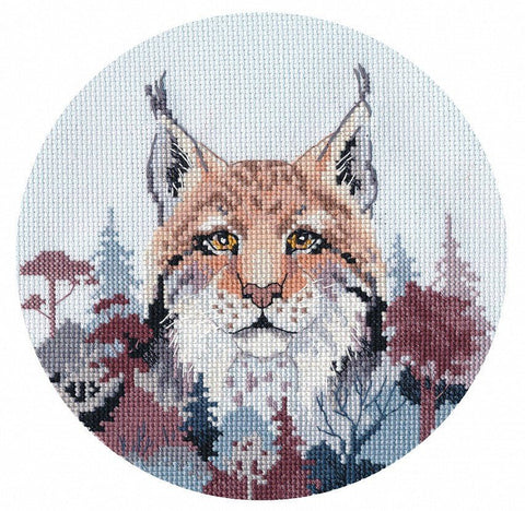 Komplektas siuvinėjimui kryželiu „Lūšis“ 15×14 cm, Aida 16 ct, mėlynas - kaSiulai.lt