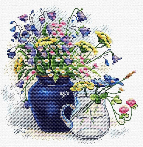 Komplektas siuvinėjimui kryželiu Puokštė, Aida 14, 26 spalvų, 19×19 cm - kaSiulai.lt