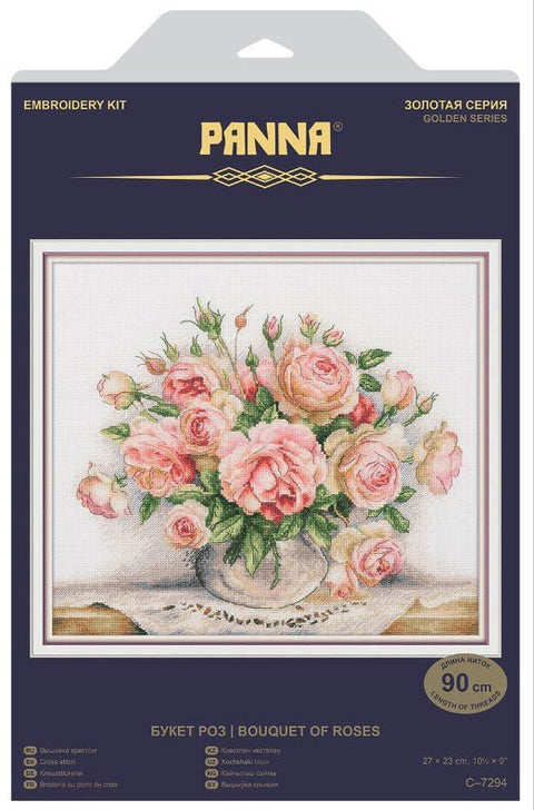 Komplektas siuvinėjimui kryželiu „Rožių puokštė“ – rafinuota dovana - kaSiulai.lt