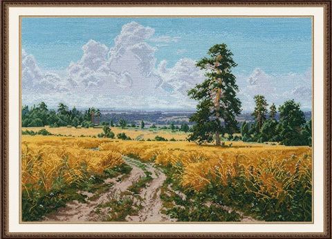 Komplektas siuvinėjimui kryželiu „Rugpjūtis“ — Zweigart 18, 38×27 cm, PNK Kirov - kaSiulai.lt