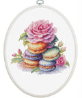 Komplektas siuvinėjimui kryželiu su lankeliu „Prancūziški makarunai“, 16×15 cm - kaSiulai.lt