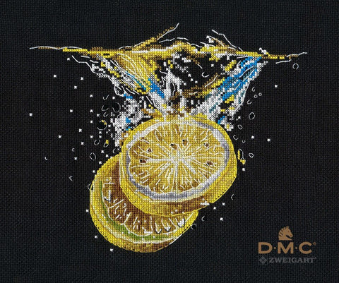 Komplektas siuvinėjimui kryželiu „Šviežia citrina“, 22×19 cm, DMC, Zweigart - kaSiulai.lt