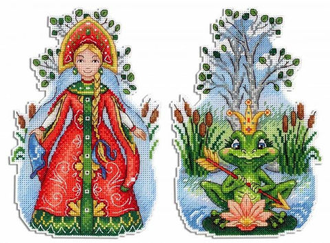 Komplektas siuvinėjimui kryželiu „Varlės princesė“, Aida 14, 26 spalvų, 19×13 cm - kaSiulai.lt