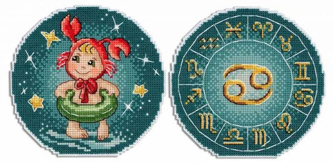 Komplektas siuvinėjimui kryželiu „Vėžys“ – Zodiako ženklas, puiki dovana - kaSiulai.lt