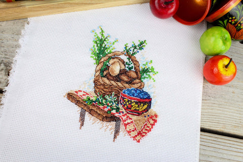 Kryželiu siuvinėjimo komplektas „Grybų sezonas“, 13×11 cm — žavinga dovana - kaSiulai.lt
