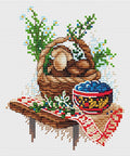 Kryželiu siuvinėjimo komplektas „Grybų sezonas“, 13×11 cm — žavinga dovana - kaSiulai.lt