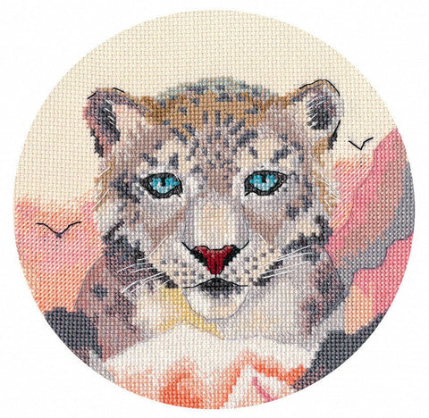 Kryželiu siuvinėjimo komplektas „Leopardas“, 15×13 cm, 20 spalvų, Aida 16 ct - kaSiulai.lt