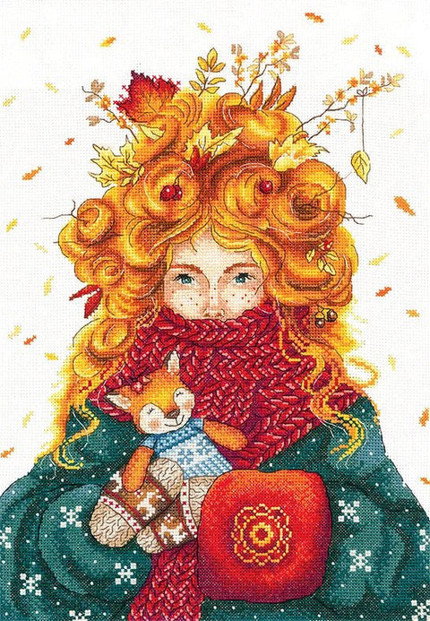 Kryželiu siuvinėjimo komplektas „Rudens siela“, 22,5×31 cm - kaSiulai.lt