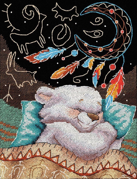 Kryželiu siuvinėjimo komplektas „Saldžių sapnų“ 20×15 cm - kaSiulai.lt