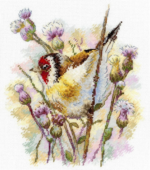 Kryželiu siuvinėjimo komplektas „Slaptingas paukštelis“, 18×19 cm - kaSiulai.lt