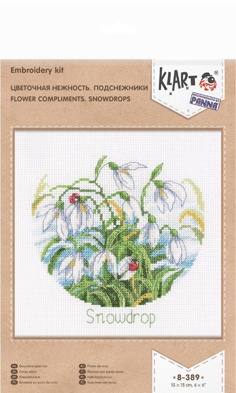 Kryželiu siuvinėjimo komplektas „Snieguolės“ – švelnus gėlių motyvas - kaSiulai.lt