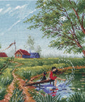 Kryželiu siuvinėjimo komplektas „Vasariškas džiaugsmas“, 18×18 cm - kaSiulai.lt