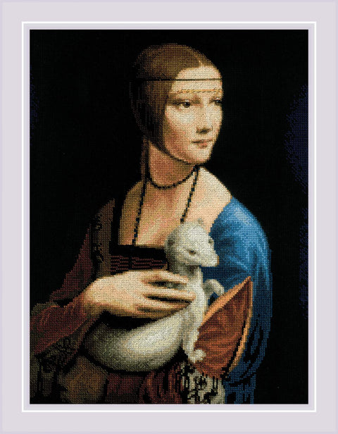 RIOLIS siuvinėjimo rinkinys Nr.2222 — Dama su ūrėnu pagal L. da Vinci, 30×40 cm (14 ct)