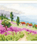 Levandos prie jūros — siuvinėjimo komplektas 7×7 cm (Aida 14, 16 spalvų) - kaSiulai.lt