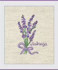Levandų motyvo siuvinėjimo komplektas su tirpia kanva, 9,4×7 cm - kaSiulai.lt