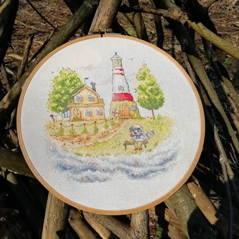 NeoCraft „Švyturio prižiūrėtojas“ — kryželių siuvinėjimo rinkinys, 19×19 cm