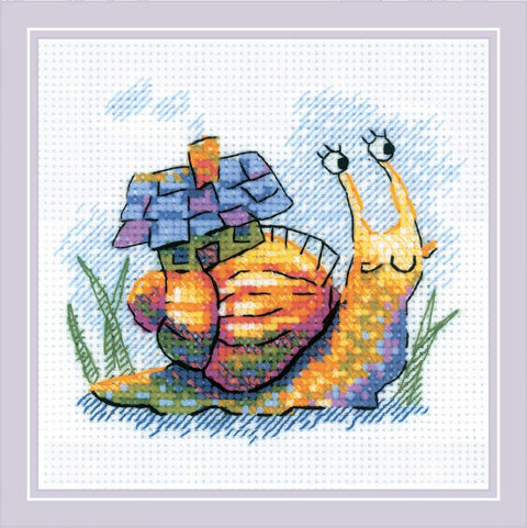 RIOLIS siuvinėjimo rinkinys "Mažoji sraigė" Nr. 2285 — 15×15 cm, 12 spalvų