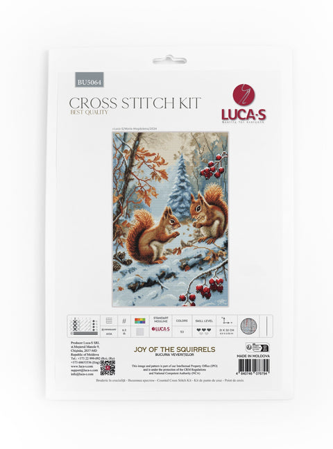 Luca - S komplektas siuvinėjimui kryželiu „Voverių džiaugsmas“, 21×32 cm - kaSiulai.lt