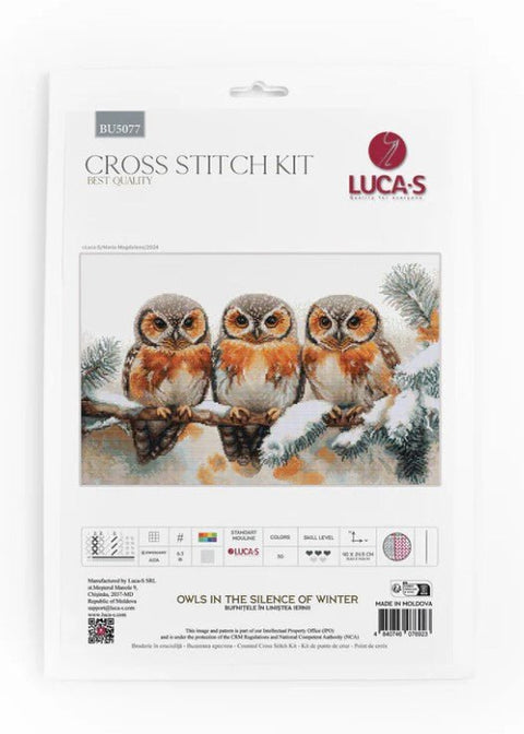 Luca - S komplektas skaičiuotam kryželiui „Pelėdos žiemos tyloje“ 40×24,5 cm - kaSiulai.lt