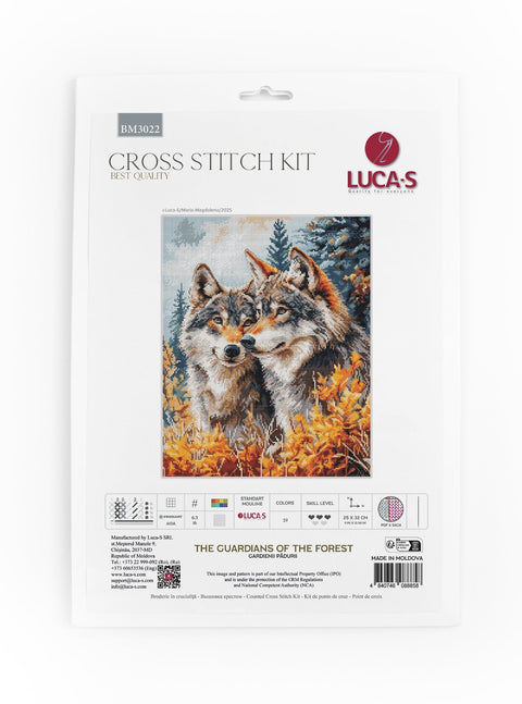 Luca - S kryželiu siuvinėjimo komplektas „Miško globėjai“, 25×32 cm - kaSiulai.lt